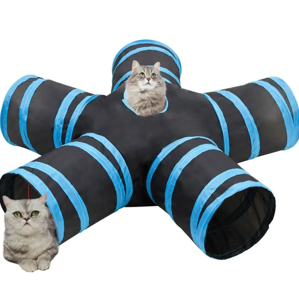 Buitenspeelgoed*vidaXL Kattentunnel 5-voudig 25 cm polyester zwart en blauw