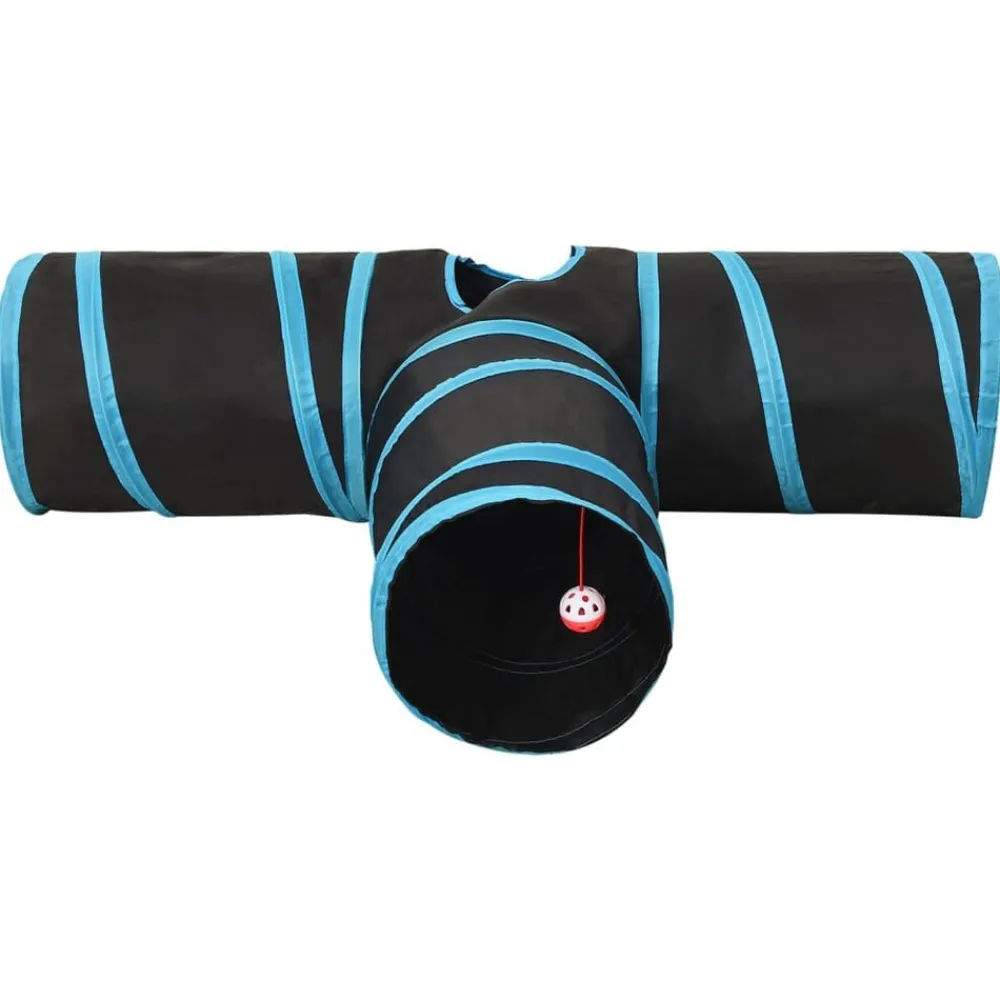 Buitenspeelgoed*vidaXL Kattentunnel 3-voudig 90 cm polyester zwart en blauw