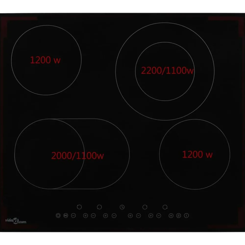Keuken & Eetkamer*vidaXL Keramische kookplaat met 4 kookzones aanraakbediening 6600 W