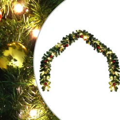 Woon- & Tuinaccessoires*vidaXL Kerstslinger versierd met kerstballen en LED-lampjes 5 m