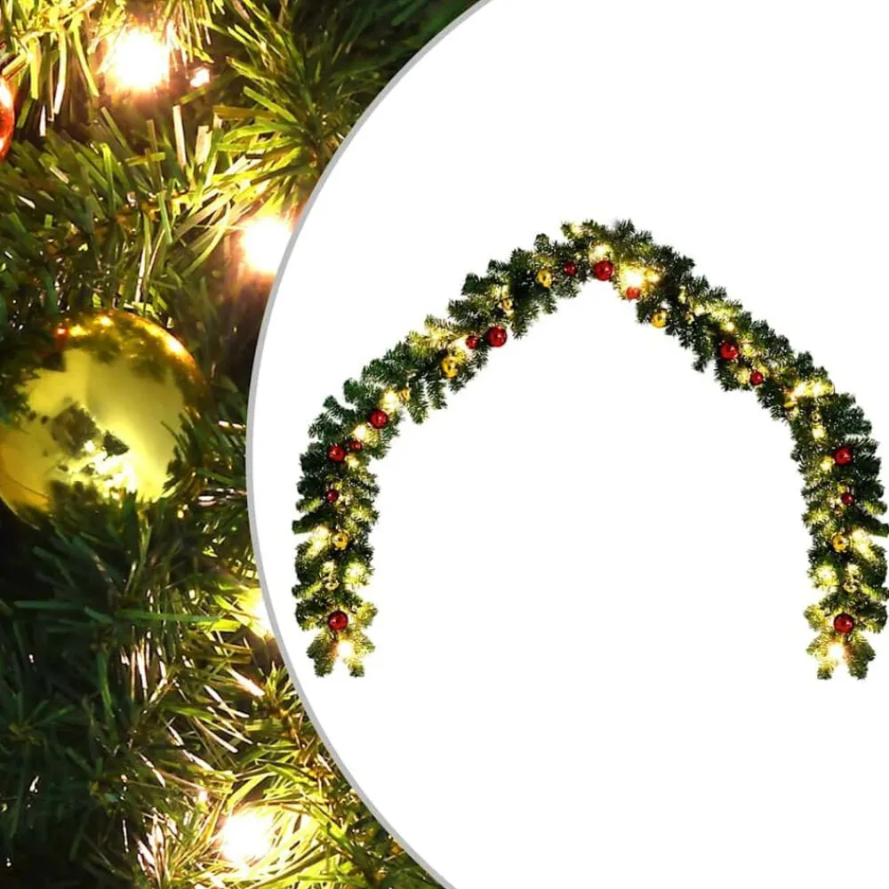 Woon- & Tuinaccessoires*vidaXL Kerstslinger versierd met kerstballen en LED-lampjes 5 m