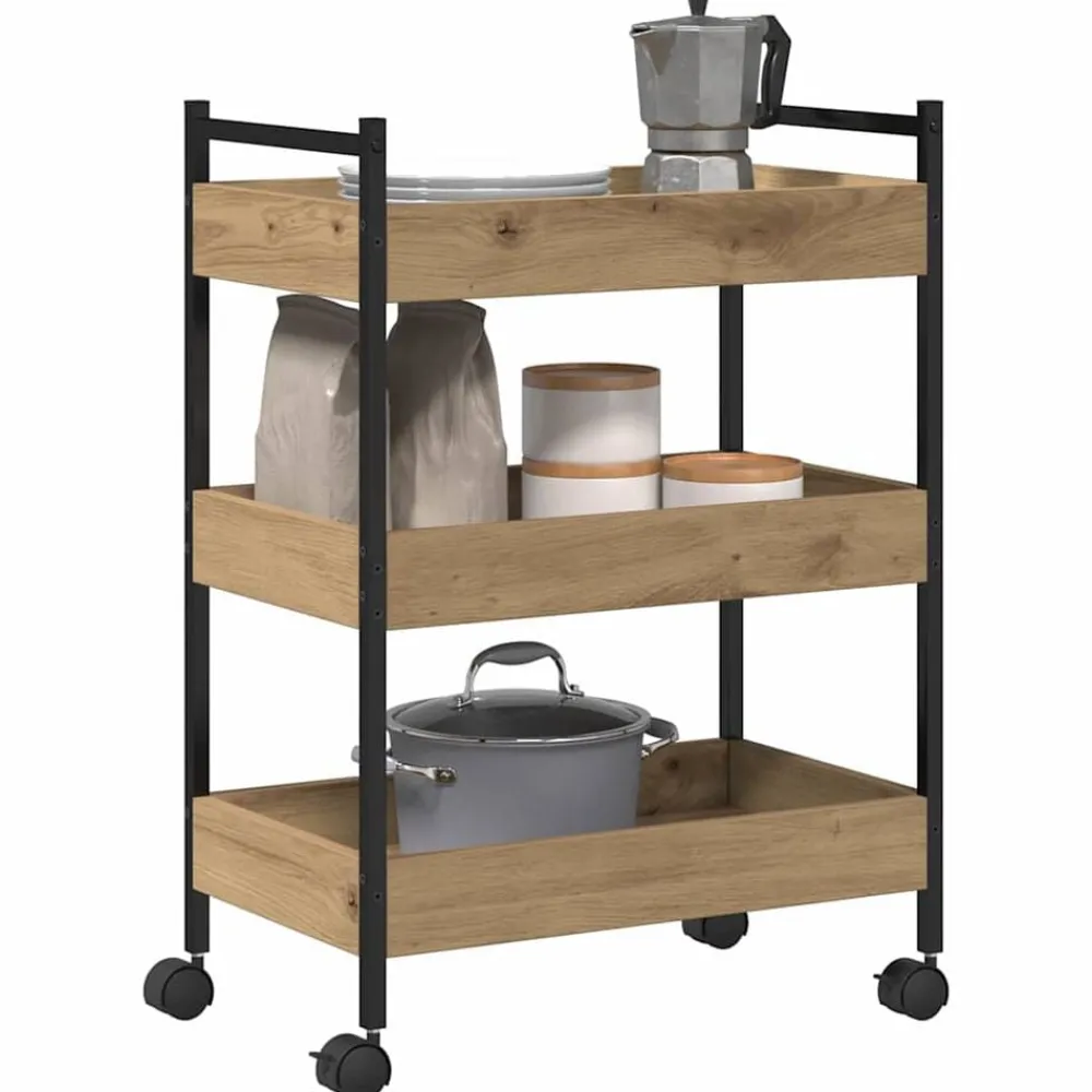 Keuken Trolley Artisan Eiken 50 x 30 x 70 cm Bewerkt hout>vidaXL Best