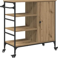 Keuken Trolley Artisan Eiken 87.5 x 39 x 84.5 cm Bewerkt hout>vidaXL Hot