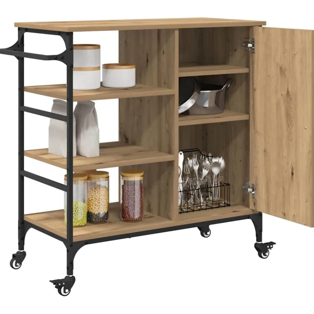 Keuken Trolley Artisan Eiken 87.5 x 39 x 84.5 cm Bewerkt hout>vidaXL Hot