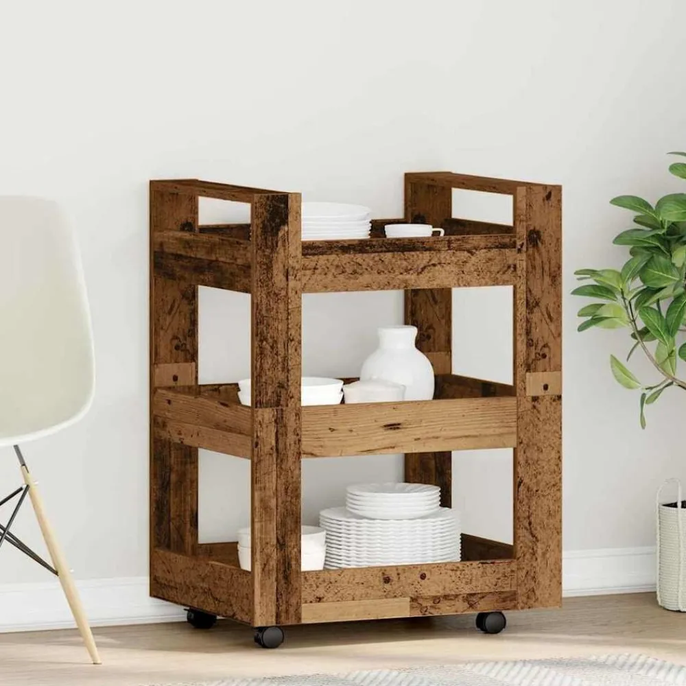 Trolleys*vidaXL Keuken Trolley Eikenhout 60 x 45 x 80 cm Bewerkt hout Oud hout