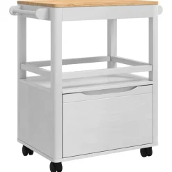 Trolleys*vidaXL Keuken Trolley FLORO 72,5 x 45 x 80 cm Massief Vurenhout Wit