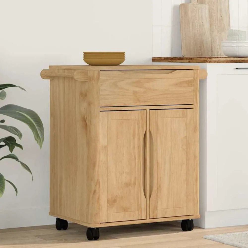 Trolleys*vidaXL Keuken Trolley FLORO 72,5 x 45 x 80 cm Wasbruin