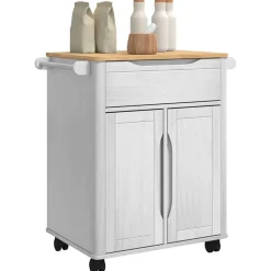 Trolleys*vidaXL Keuken Trolley FLORO 72,5 x 45 x 80 cm Massief Vurenhout Wit