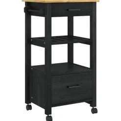 Trolleys*vidaXL Keuken Trolley MONZA 48 x 40 x 88,5 cm Massief Vurenhout Zwart