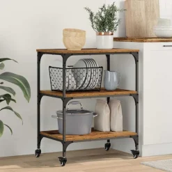 Keuken Trolley 60 x 41 x 76 cm Bewerkt hout>vidaXL Outlet