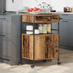 Keuken Trolley Oudhout 56 x 43 x 89,5 cm Bewerkt hout>vidaXL Outlet