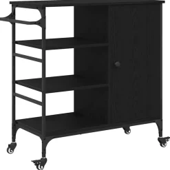 Trolleys*vidaXL Keuken Trolley 87.5 x 39 x 84.5 cm Bewerkt hout Zwart eiken
