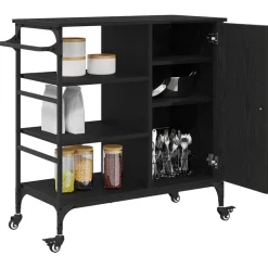 Trolleys*vidaXL Keuken Trolley 87.5 x 39 x 84.5 cm Bewerkt hout Zwart eiken