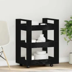 Trolleys*vidaXL Keuken Trolley 60 x 45 x 80 cm Bewerkt hout Zwart eiken