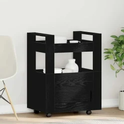 Trolleys*vidaXL Keuken Trolley 60 x 45 x 80 cm Bewerkt hout Zwart eiken