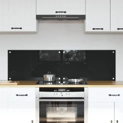 Keuken & Eetkamer*vidaXL Keukenachterwand 2 pcs 70 x 40 cm gehard glas Zwart