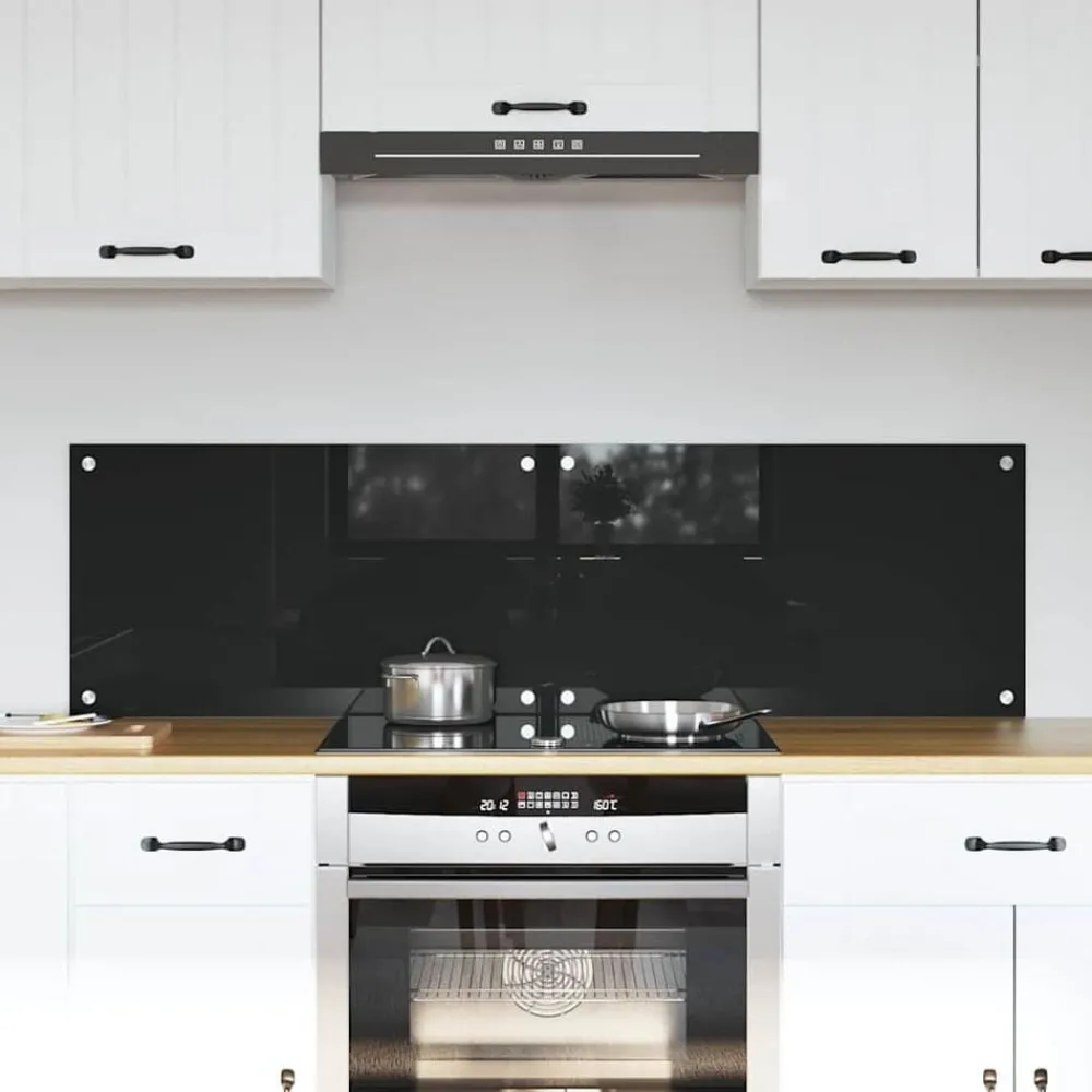 Keuken & Eetkamer*vidaXL Keukenachterwand 2 pcs 70 x 40 cm gehard glas Zwart