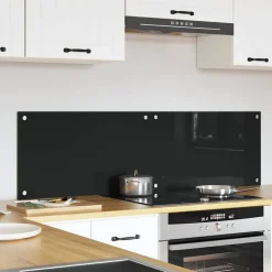 Keuken & Eetkamer*vidaXL Keukenachterwand 2 pcs 70 x 40 cm gehard glas Zwart