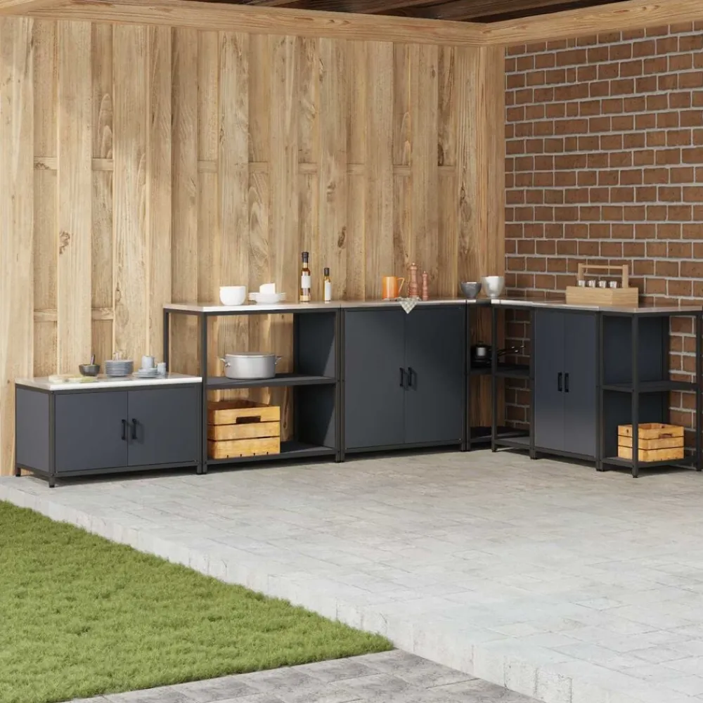 Keukenopslag met plank 90 x 50 x 92 cm Staal>vidaXL Outlet