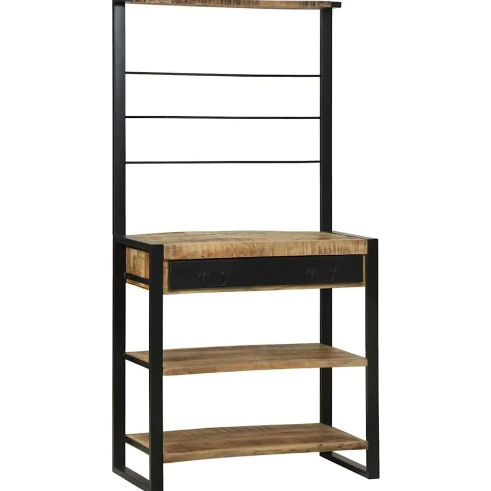 Keukenrek Bruin en zwart 80 x 40 x 160 cm Massief Mango Hout>vidaXL