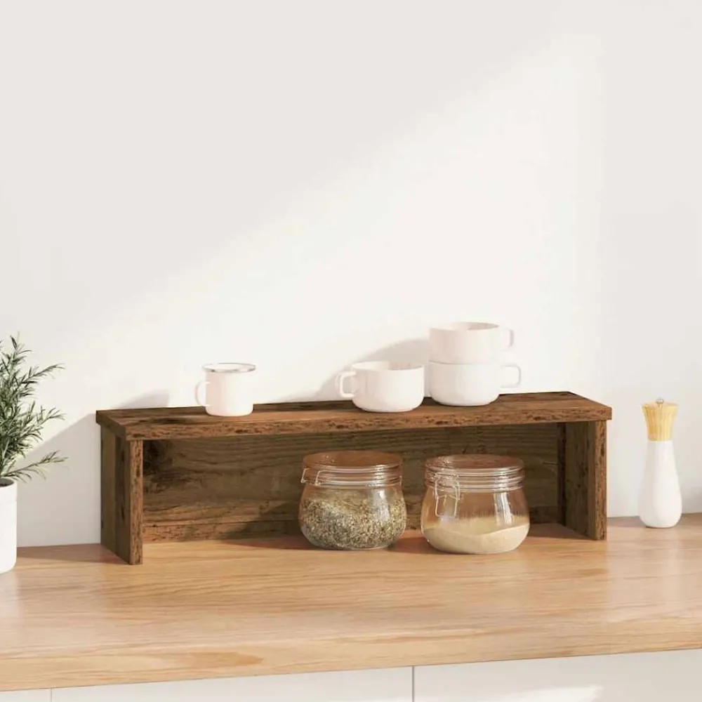 Keuken & Eetkamer*vidaXL Keukenrek stapelbaar 50x15x16 cm bewerkt hout kleurig Oud hout