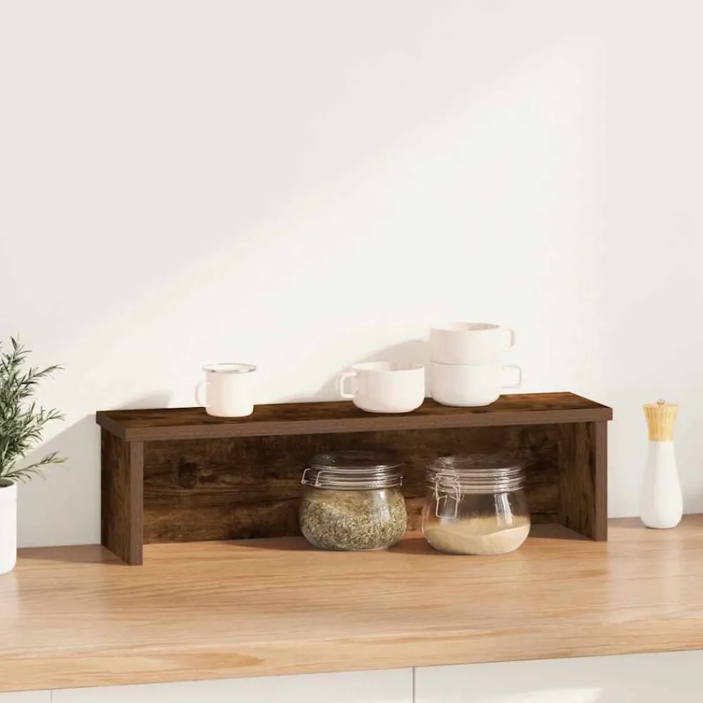 Keuken & Eetkamer*vidaXL Keukenrek stapelbaar 50x15x16 cm bewerkt hout Gerookt eiken