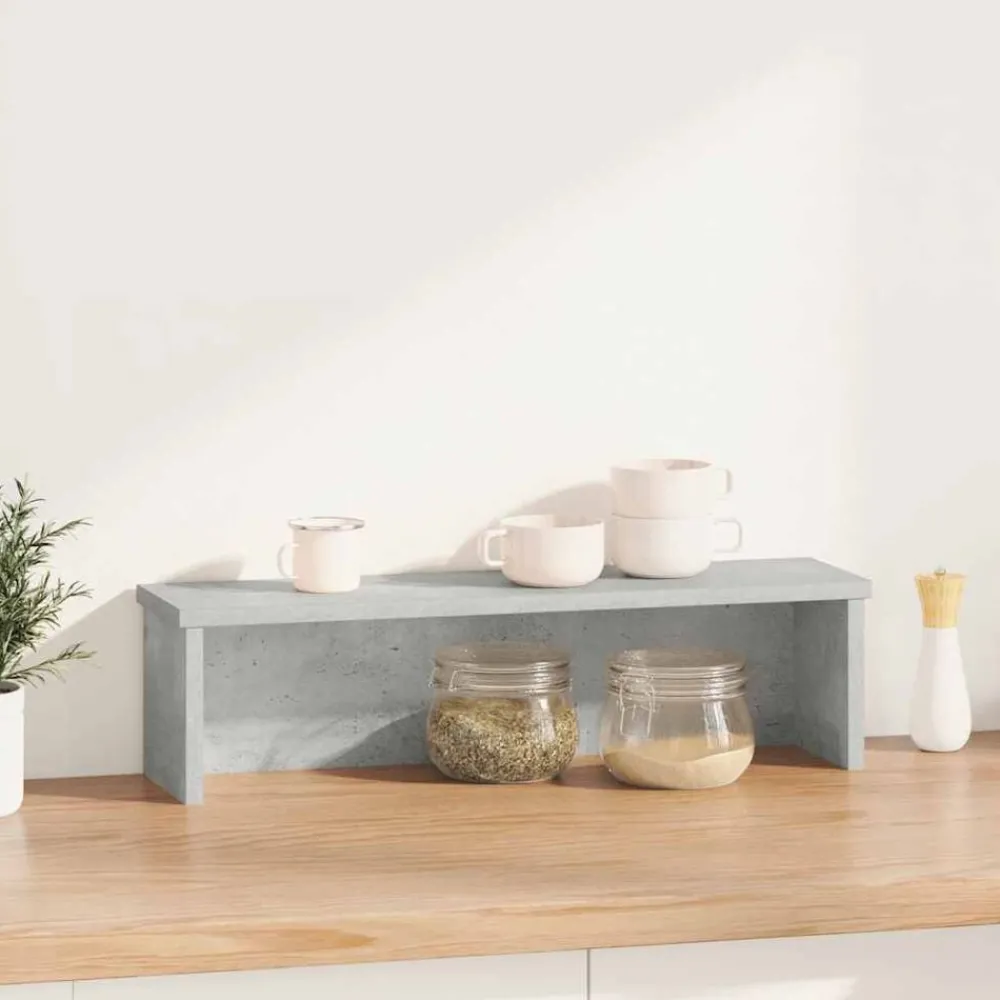 Keuken & Eetkamer*vidaXL Keukenrek stapelbaar 50x15x16 cm bewerkt hout Betongrijs