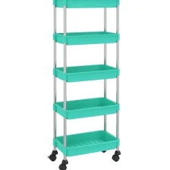 Trolleys*vidaXL Keukentrolley 5-laags 42x29x128 cm ijzer en ABS Turquoise