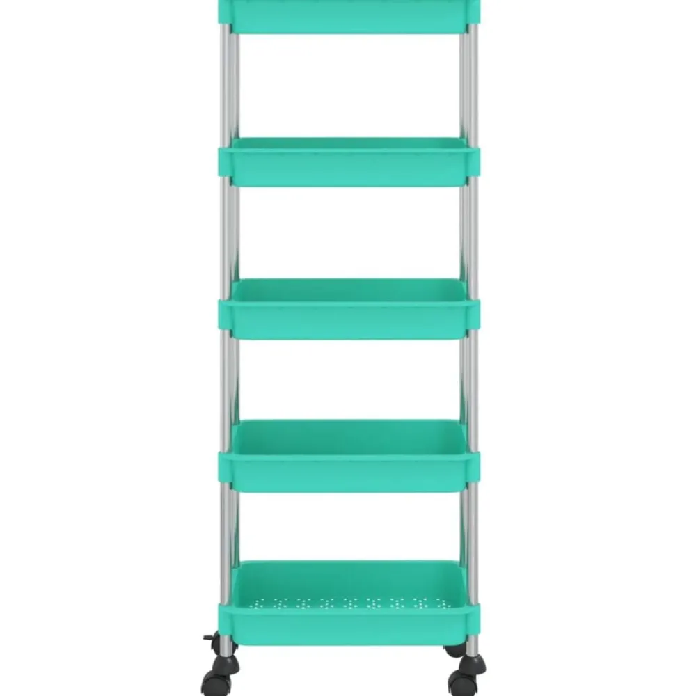 Trolleys*vidaXL Keukentrolley 5-laags 42x29x128 cm ijzer en ABS Turquoise