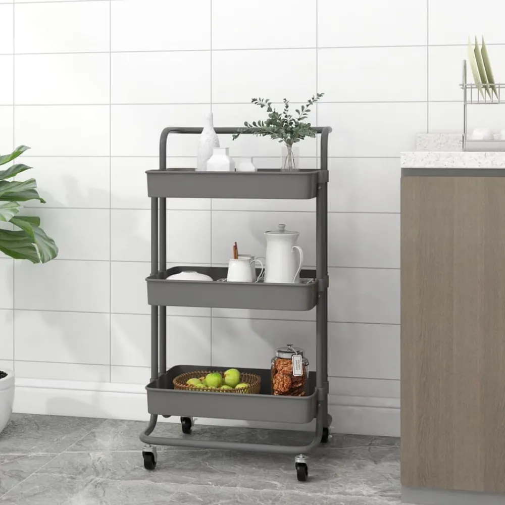 Keukentrolley 3-laags 42x35x85 cm ijzer en ABS>vidaXL Best