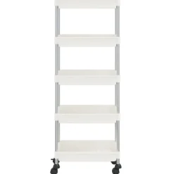 Trolleys*vidaXL Keukentrolley 5-laags 42x29x128 cm ijzer en ABS Wit