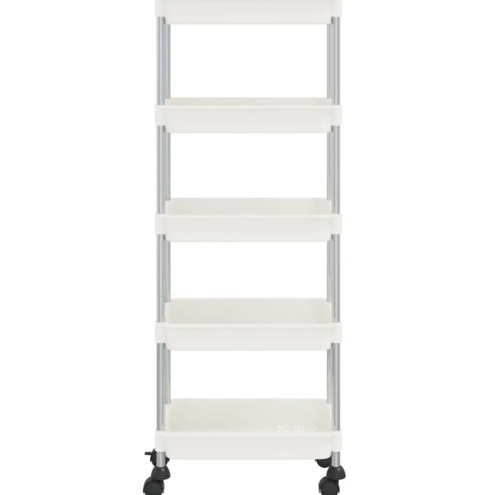 Trolleys*vidaXL Keukentrolley 5-laags 42x29x128 cm ijzer en ABS Wit