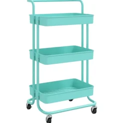 Trolleys*vidaXL Keukentrolley 3-laags 42x35x85 cm ijzer en ABS Turquoise