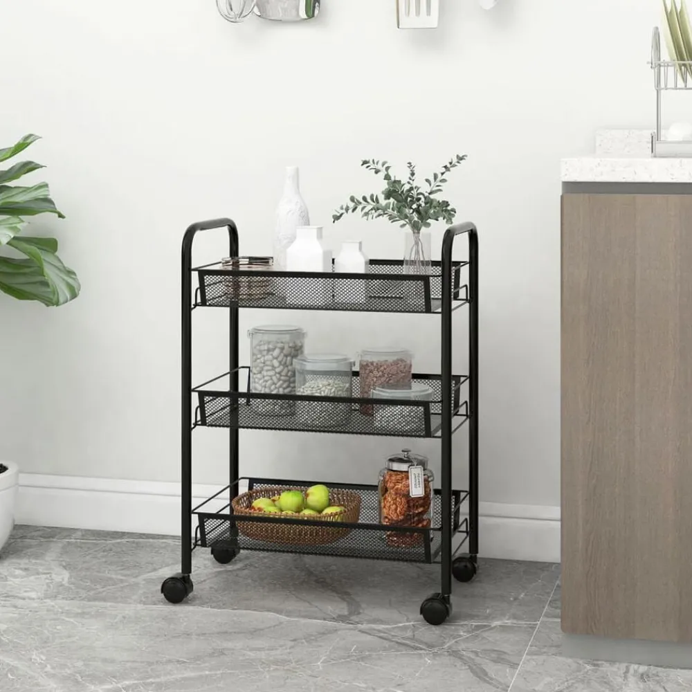 Keukentrolley 3-laags 46x26x64 cm ijzer>vidaXL Outlet