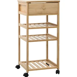 Trolleys*vidaXL Keukentrolley met Wielen Naturel 37 x 36 x 80 cm Bamboe