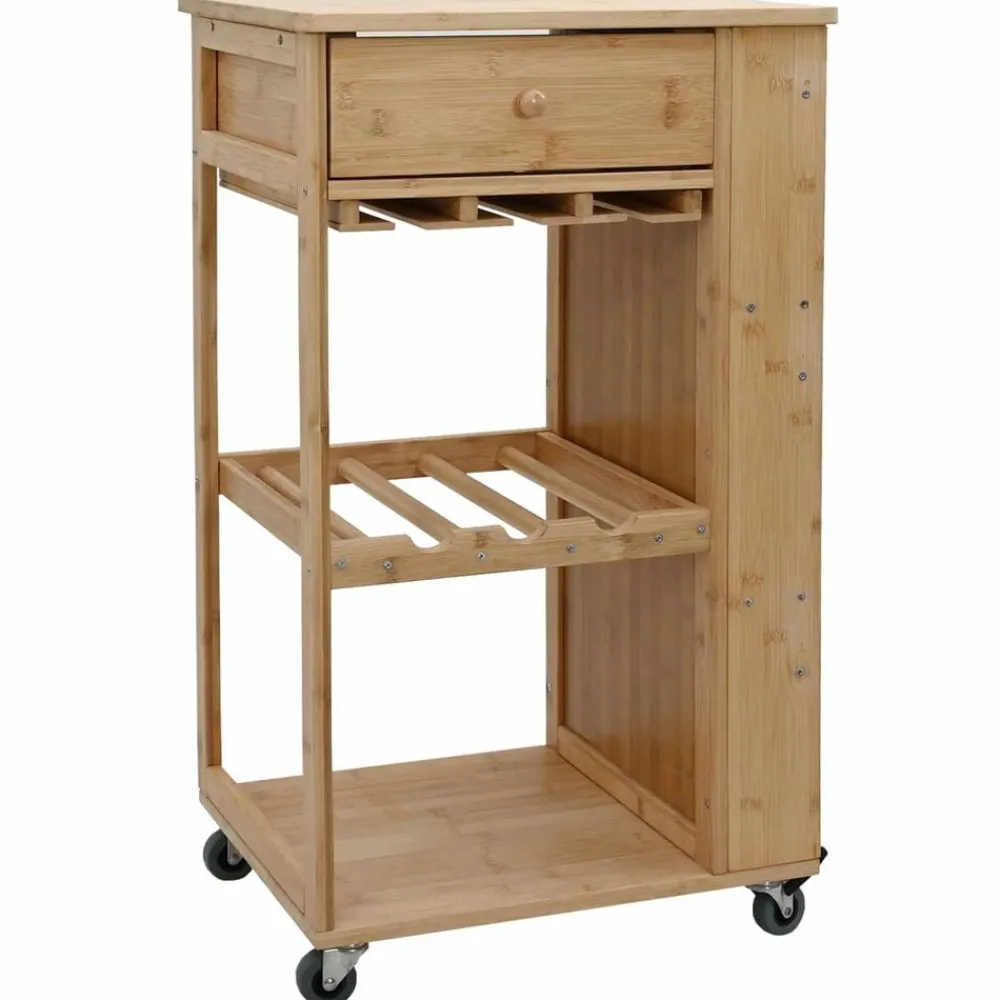 Trolleys*vidaXL Keukentrolley met Wielen Naturel 47,5 x 36 x 83 cm Bamboe