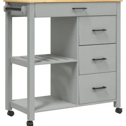 Trolleys*vidaXL Keukentrolley MONZA 84x40x88,5 cm massief grenenhout Grijs