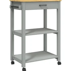 Trolleys*vidaXL Keukentrolley MONZA 60x40x88,5 cm massief grenenhout Grijs