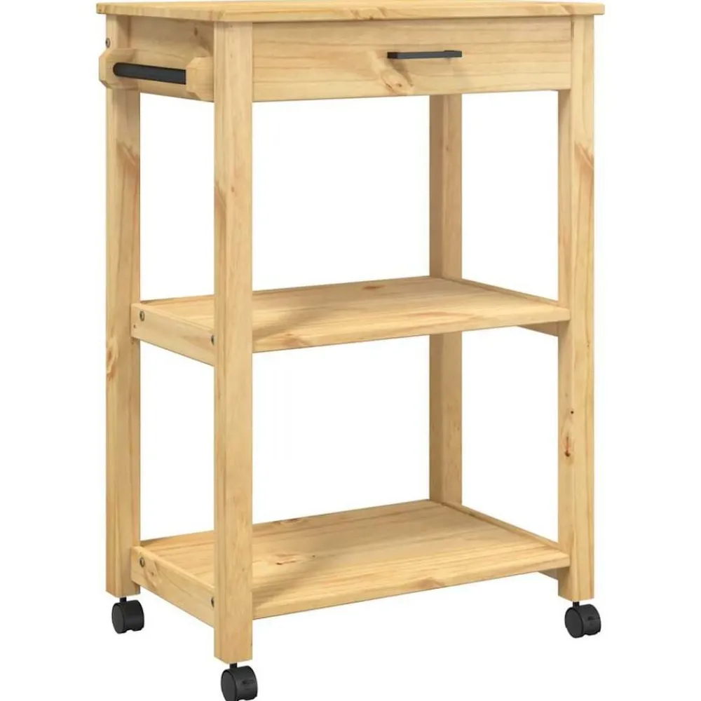 Trolleys*vidaXL Keukentrolley MONZA 60x40x88,5 cm massief grenenhout Bruin