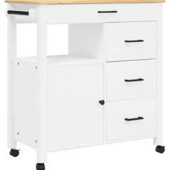 Trolleys*vidaXL Keukentrolley MONZA 84x40x88,5 cm massief grenenhout Wit