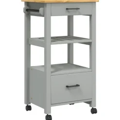 Trolleys*vidaXL Keukentrolley MONZA 48x40x88,5 cm massief grenenhout Grijs