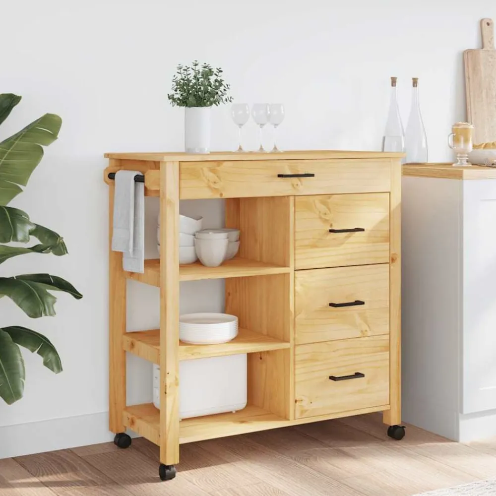 Keukentrolley MONZA 84x40x88,5 cm massief grenenhout>vidaXL Online
