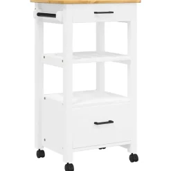 Trolleys*vidaXL Keukentrolley MONZA 48x40x88,5 cm massief grenenhout Wit