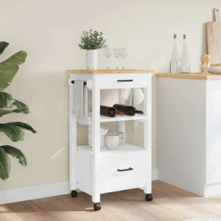 Trolleys*vidaXL Keukentrolley MONZA 48x40x88,5 cm massief grenenhout Wit