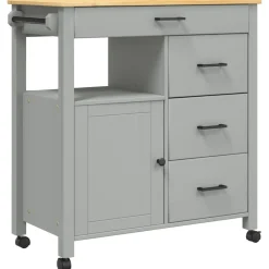 Trolleys*vidaXL Keukentrolley MONZA 84x40x88,5 cm massief grenenhout Grijs