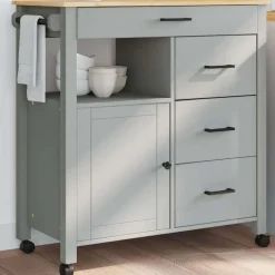 Trolleys*vidaXL Keukentrolley MONZA 84x40x88,5 cm massief grenenhout Grijs