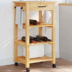 Trolleys*vidaXL Keukentrolley MONZA 48x40x88,5 cm massief grenenhout Bruin