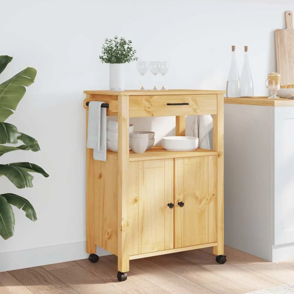 Keukentrolley MONZA 60x40x88,5 cm massief grenenhout>vidaXL Sale