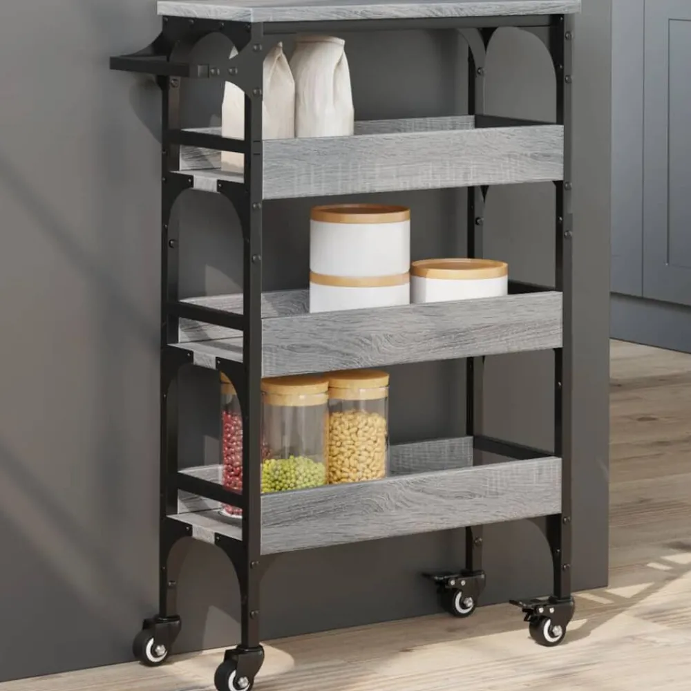 Keukentrolley 53x20x76 cm bewerkt hout eiken>vidaXL Best