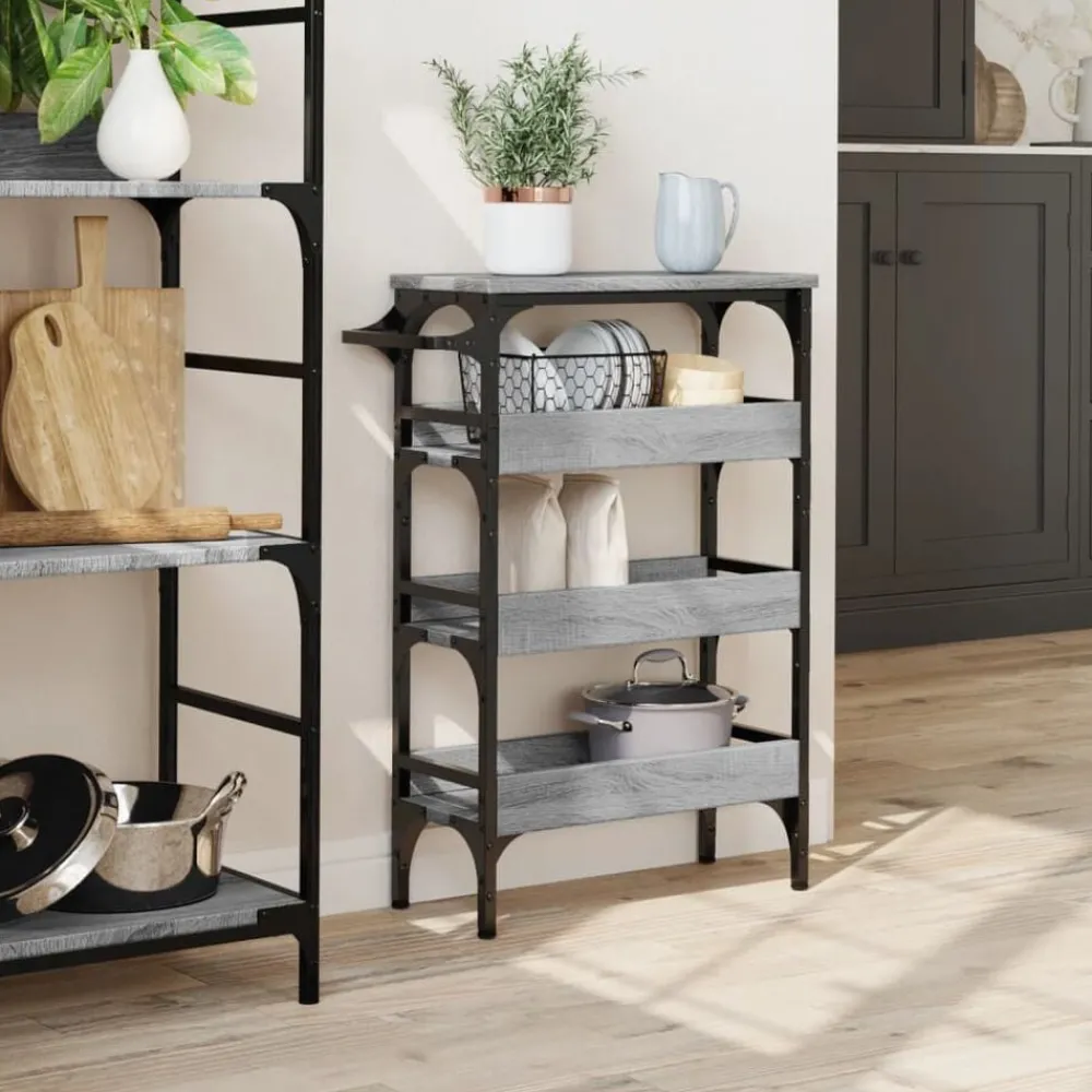 Keukentrolley 53x20x76 cm bewerkt hout eiken>vidaXL Best